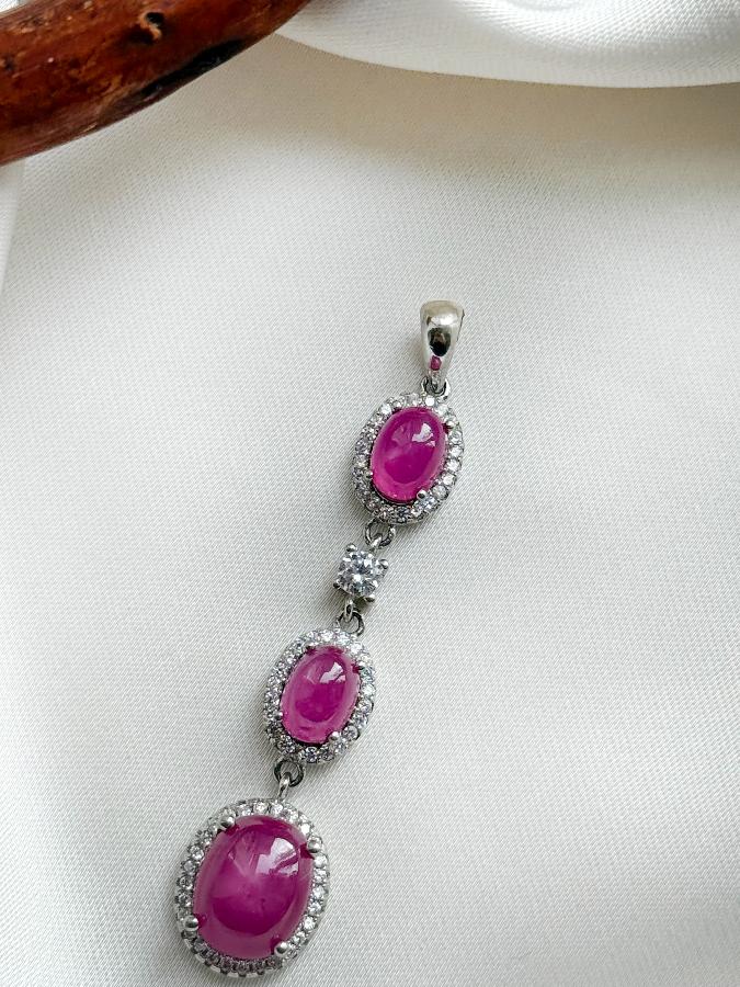 Кулон из серебра с рубином (красный корунд)  U-2343, фото 3