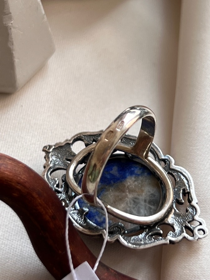 Кольцо из серебра с лазуритом, 18,75 размер U-1348, фото 4