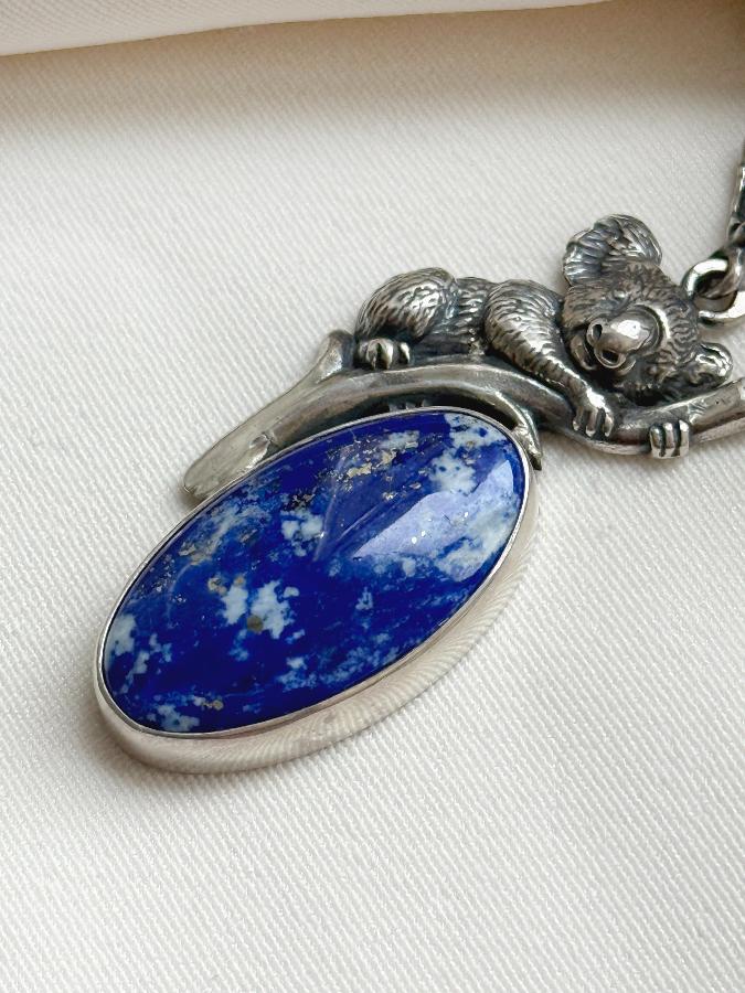 купить Кулон из серебра с лазуритом в форме коалы , фото 4