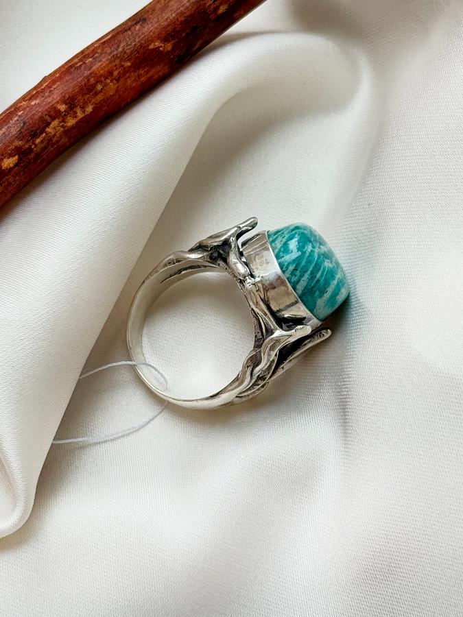 Кольцо из серебра с амазонитом,19 размер  U-4051, фото 4