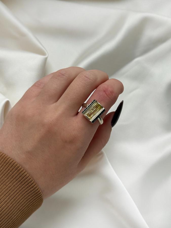 купить Кольцо из серебра с гелиодором, 19 размер , фото 6