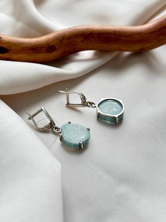 купить Серьги из серебра с аквамарином  , фото 3