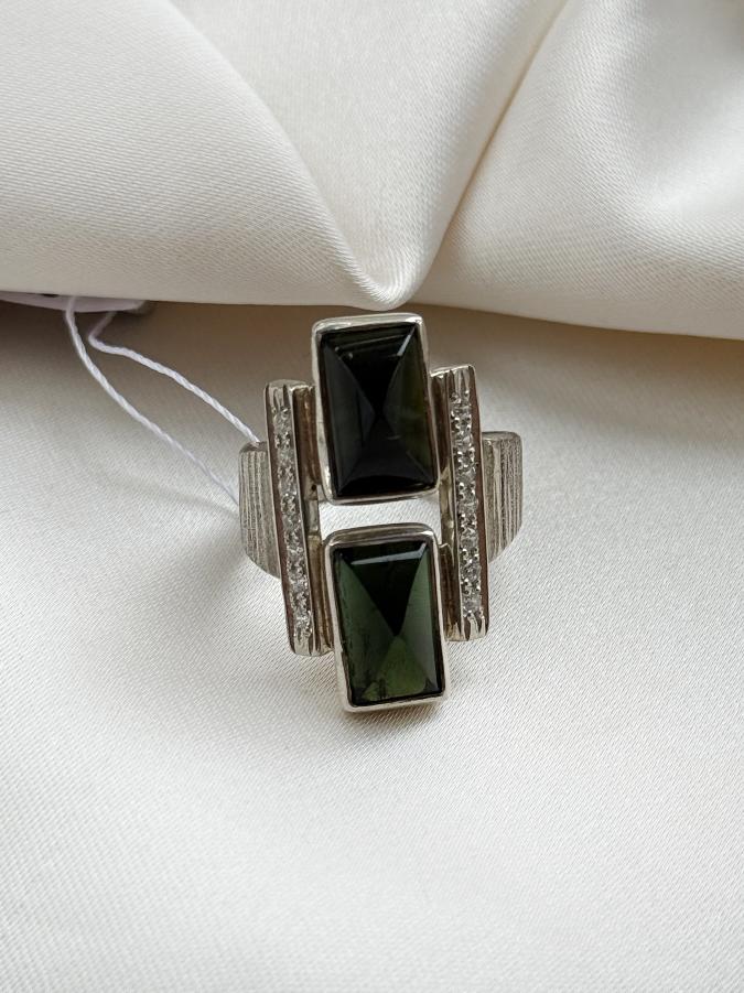 купить Кольцо из серебра с верделитом (зеленый турмалин),16 размер , фото 3