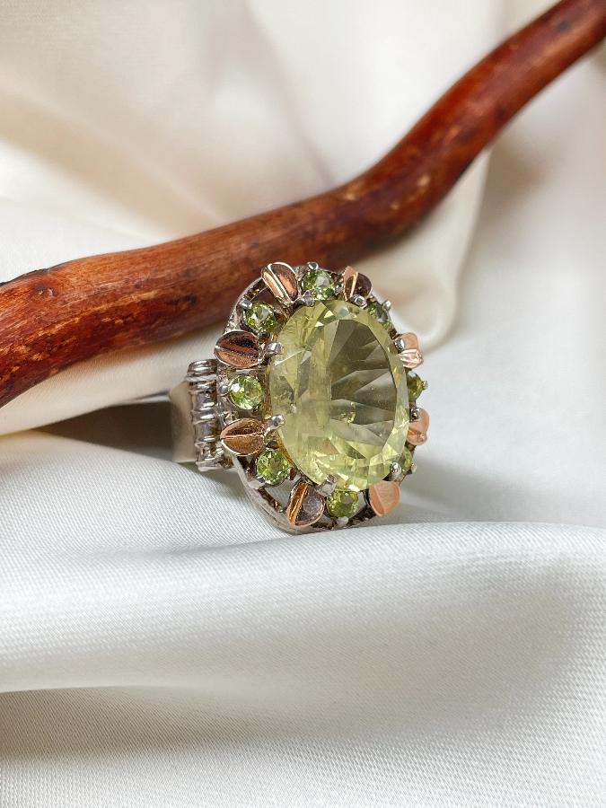 купить Кольцо из серебра с цитрином,17,5 размер , фото 1