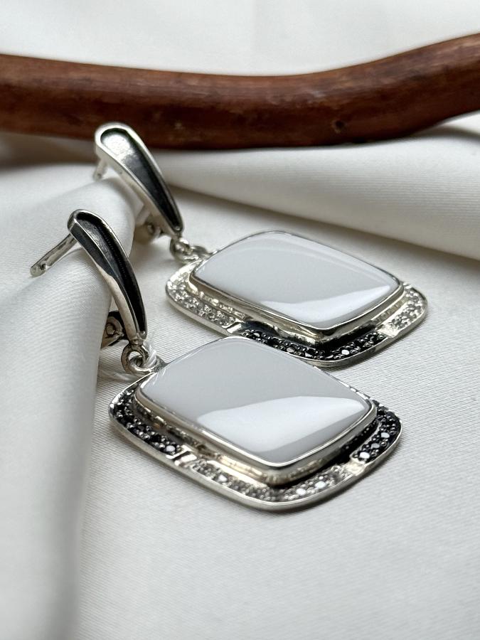 купить Серьги из серебра с кахолонгом  , фото 2