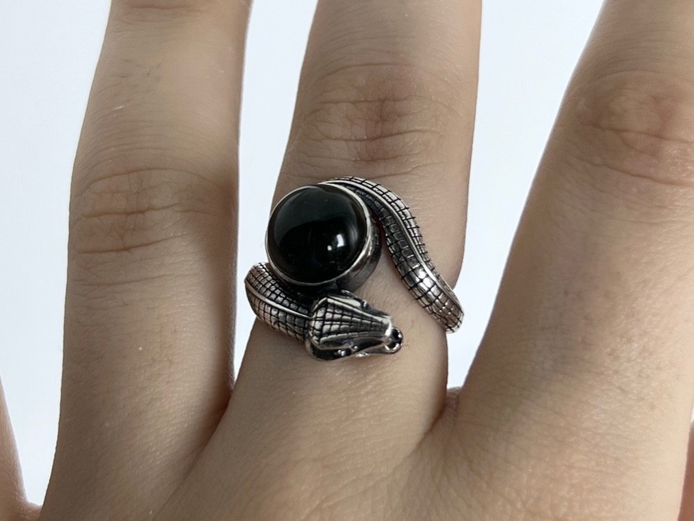 Кольцо в форме змеи с нефритом, 18 размер KL-0846, фото 5