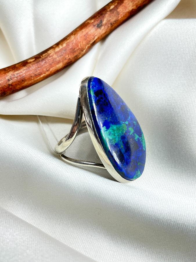 Кольцо из серебра с азурмалахитом,19 размер U-152, фото 3