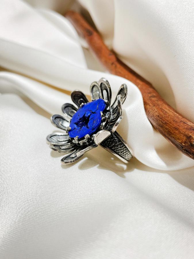 Кольцо из серебра с азуритом, 18 размер U-94, фото 2