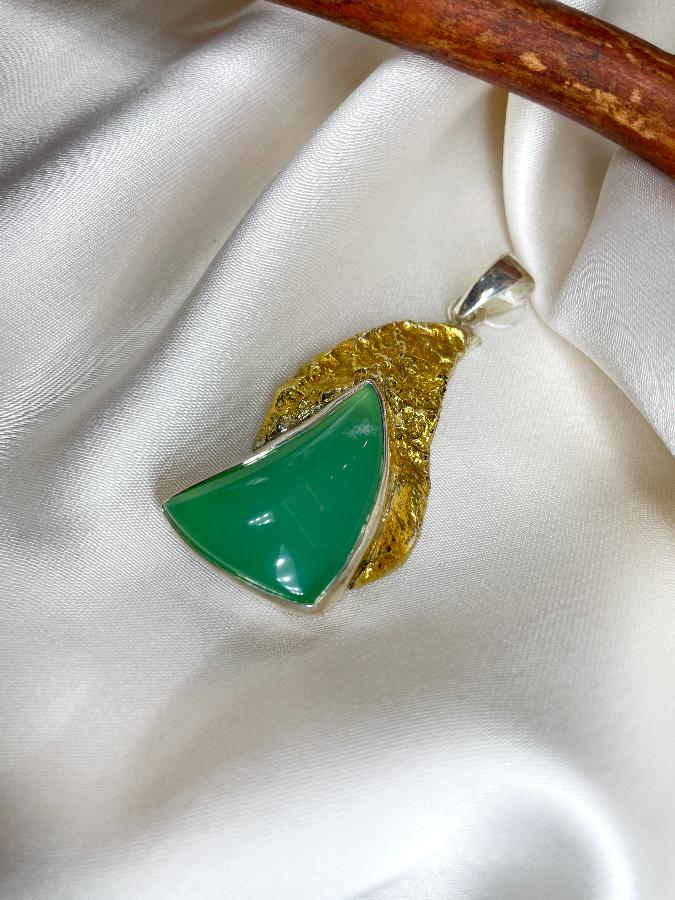 Кулон из серебра с хризопразом  U-3171, фото 5