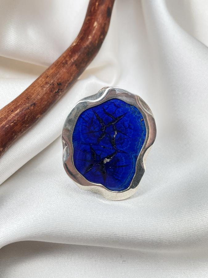 купить Кольцо из серебра с азуритом, 16,5 размер  , фото 1