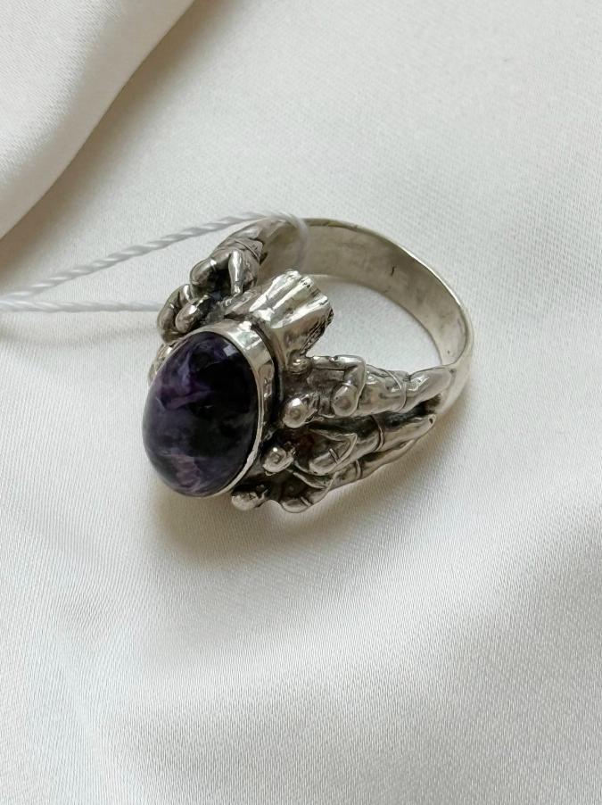 купить Кольцо из серебра с чароитом,18 размер , фото 1
