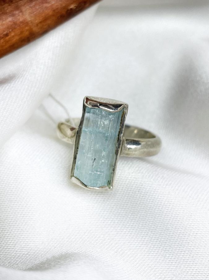 Кольцо из серебра с аквамарином, 16 размер  U-2208, фото 1