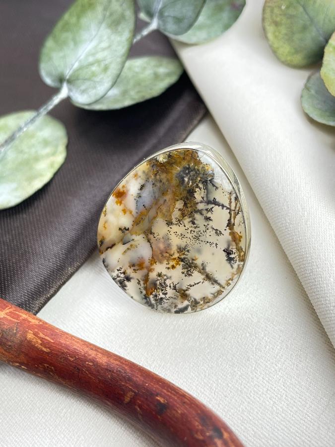 купить Кольцо с моховым агатом, 18,5 размер  , фото 1