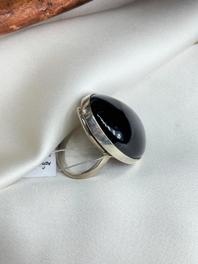 купить Кольцо из серебра с черным нефритом,19 размер , фото 4
