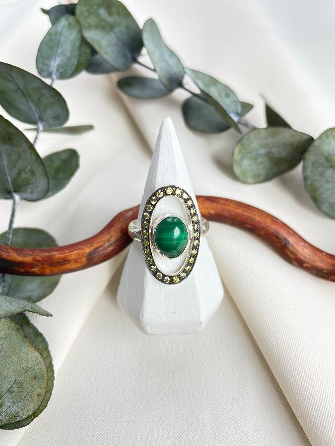 купить Кольцо из серебра с малахитом, 17,0 размер  , фото 2