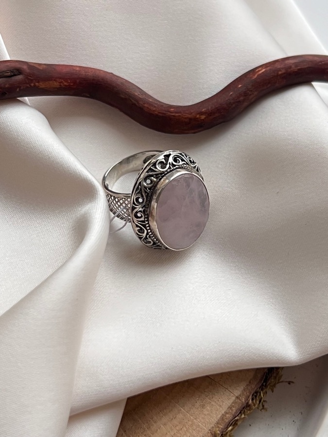 Кольцо из серебра с розовым кварцем, 17,75 размер U-562, фото 2