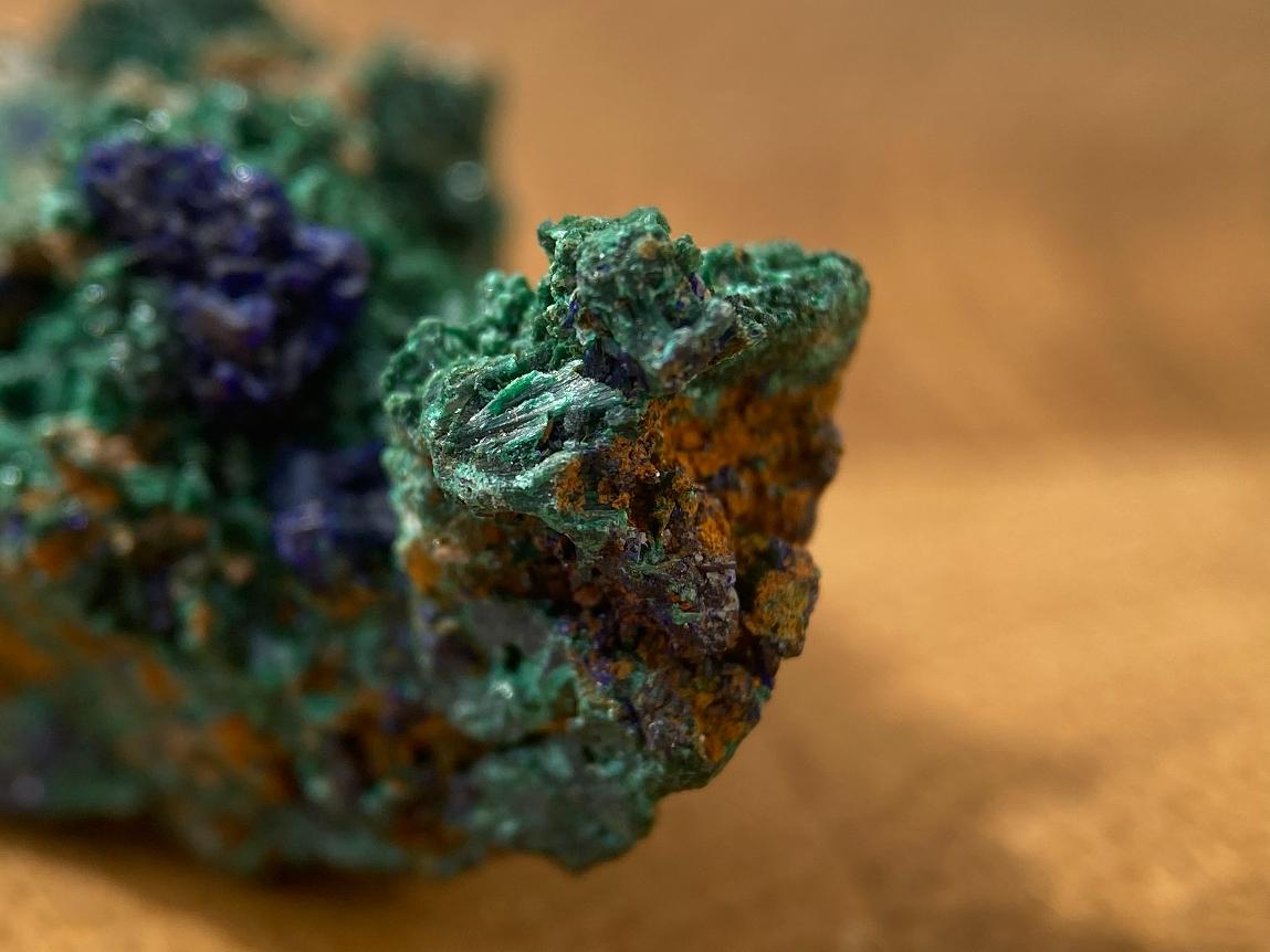 Малахит, азурит кристаллический, 4,8 х 2,5 х 1,9 см. OBM-0275, фото 4