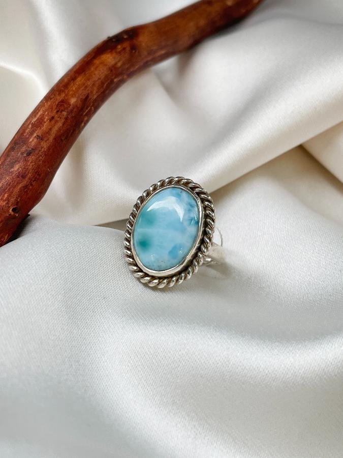 купить Кольцо из серебра с ларимаром,15,5 размер , фото 2