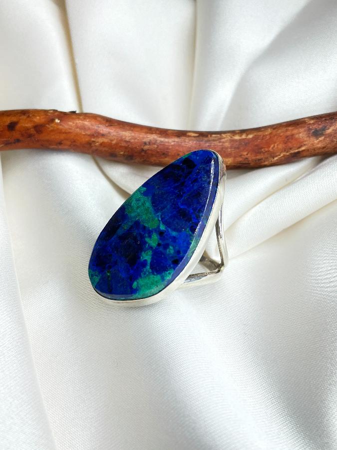 Кольцо из серебра с азурмалахитом,19 размер U-152, фото 2