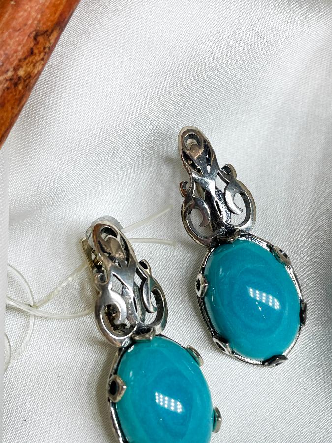 купить Серьги из серебра с хризоколлой  , фото 5