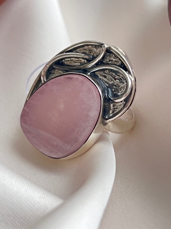 Кольцо из серебра с розовым кварцем, 16,25 размер U-1370, фото 1