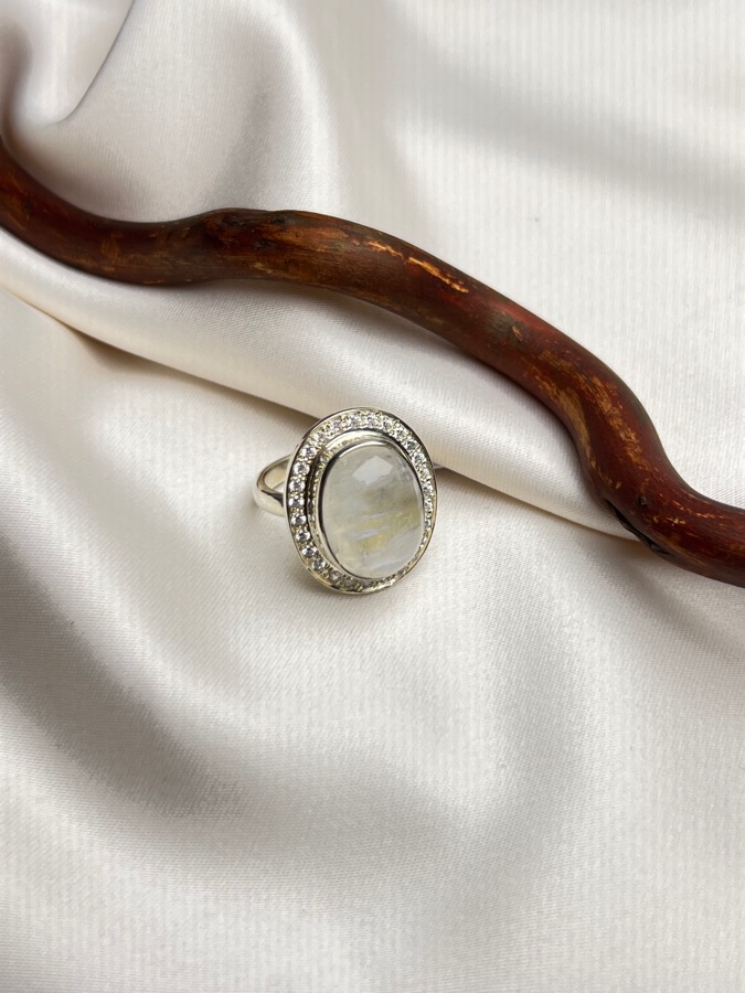 Кольцо из серебра с лунным камнем, 16,5 размер U-1506, фото 2