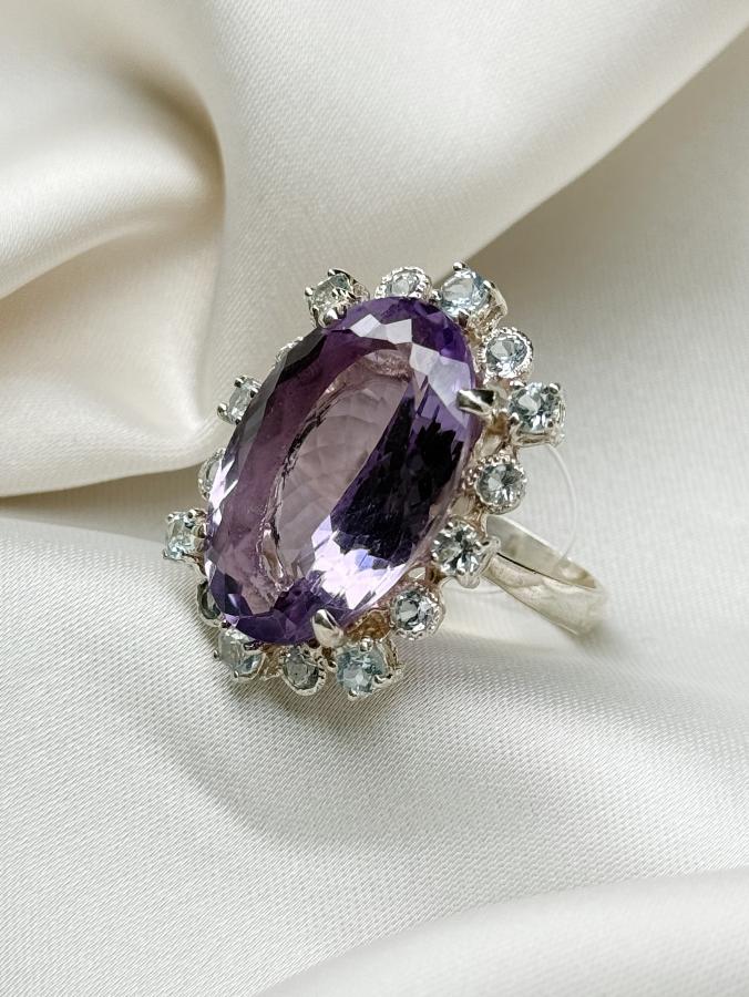 купить Кольцо из серебра с аметистом и топазом,19 размер  , фото 1