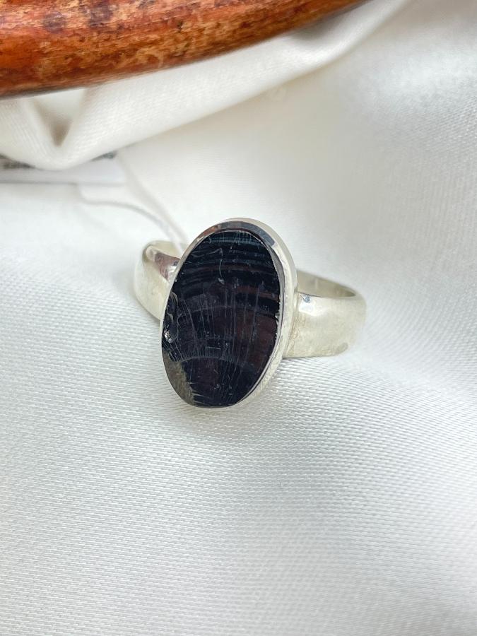 купить Кольцо из серебра с элитным шунгитом,17,5 размер , фото 1
