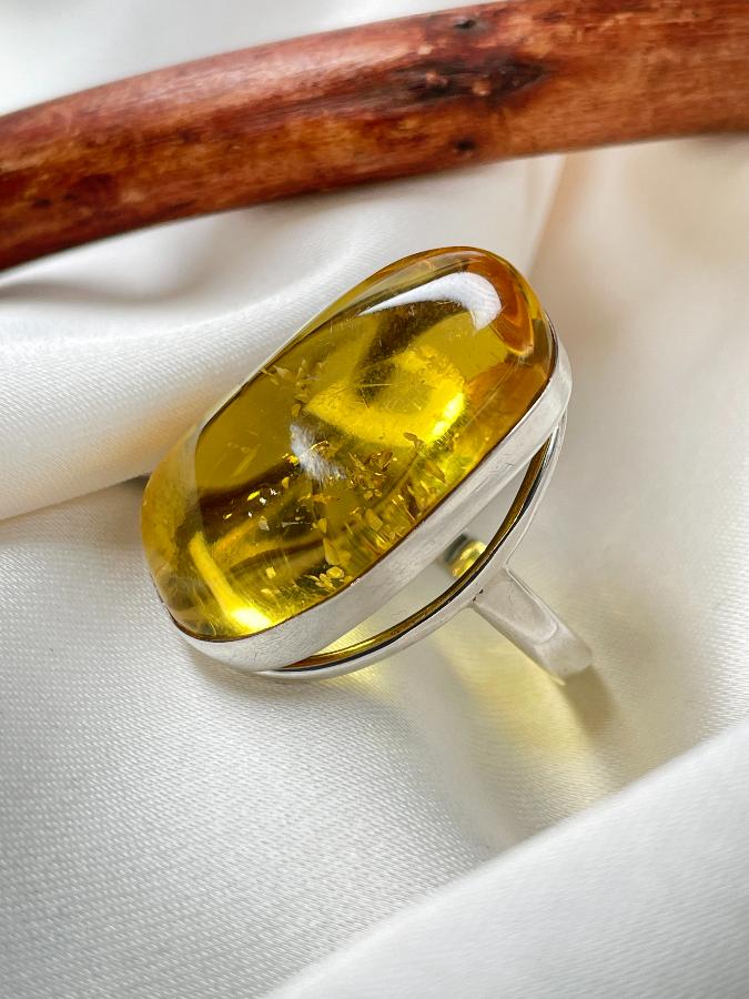 купить Кольцо из серебра с янтарем,18,5 размер , фото 3