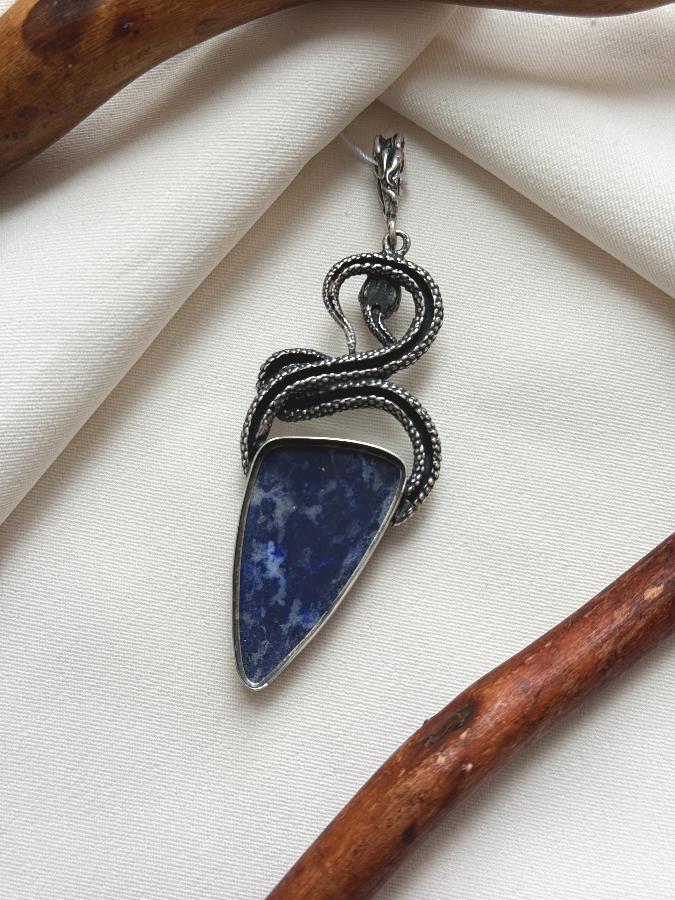купить Кулон из серебра с лазуритом в форме змеи , фото 4