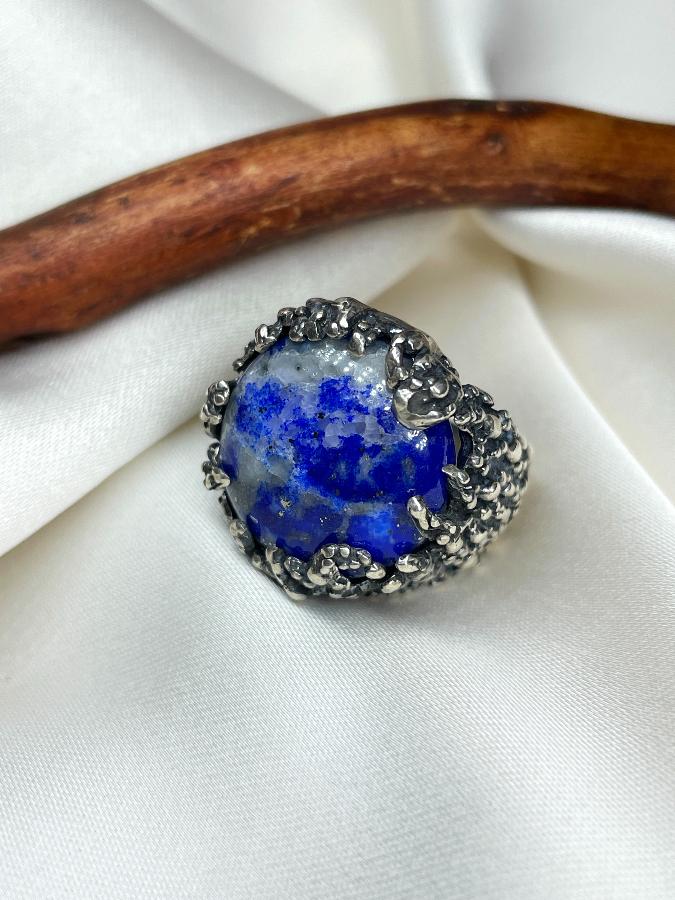 купить Кольцо из серебра с лазуритом,19 размер  , фото 4