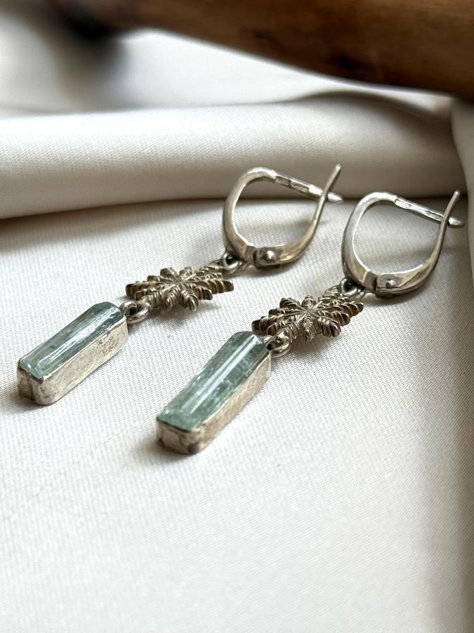 купить Серьги из серебра с аквамарином  , фото 3