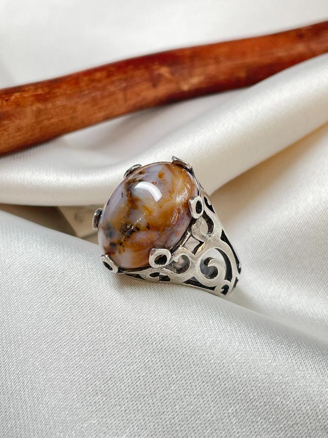 купить Кольцо из серебра с агатом, 17,5 размер  , фото 1