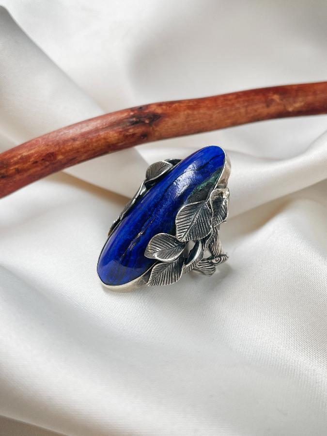 купить Кольцо из серебра с азуритом,18,5 размер  , фото 2