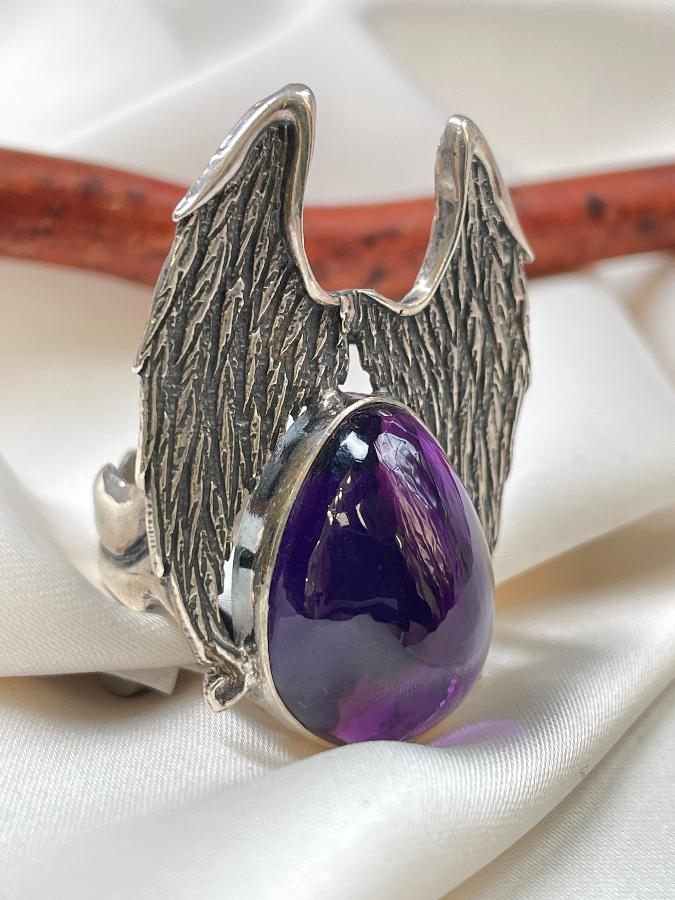 Кольцо из серебра с аметистом,18 размер  U-558, фото 5