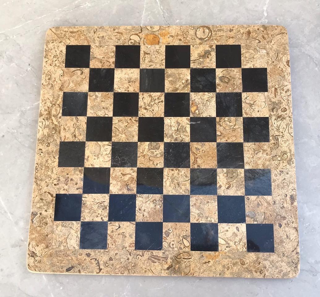 Набор шахмат из натурального камня (чёрный оникс и ракушечник) SHA-0001, фото 2