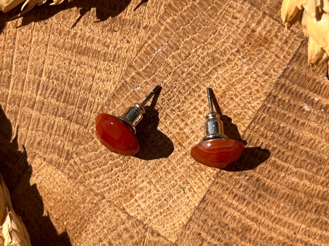 Серьги-гвоздики с сердоликом в огранке SER-0304, фото 4