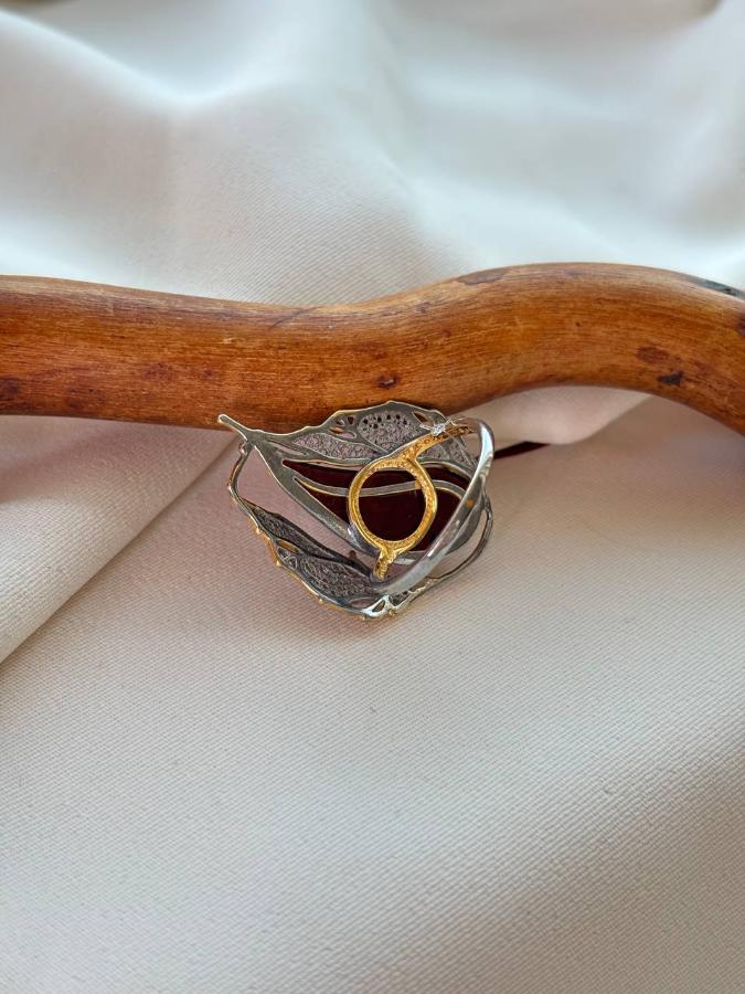 купить Кольцо из серебра с красным янтарем  , фото 3