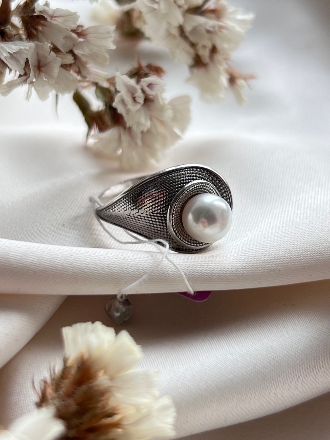 Кольцо из серебра с жемчугом, 17,5 размер 51827S1, фото 1