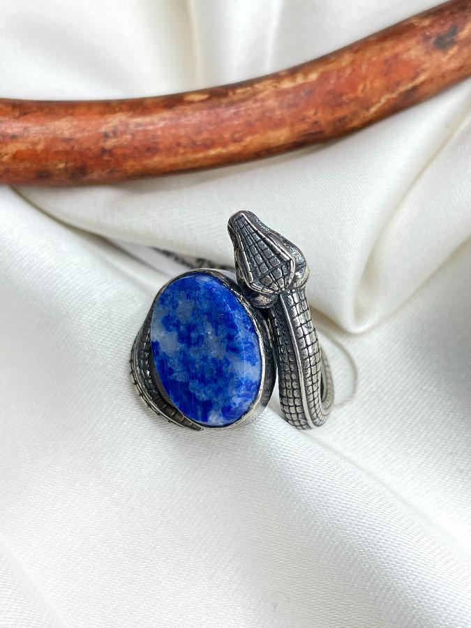 Кольцо из серебра с лазуритом,17 размер U-654, фото 5