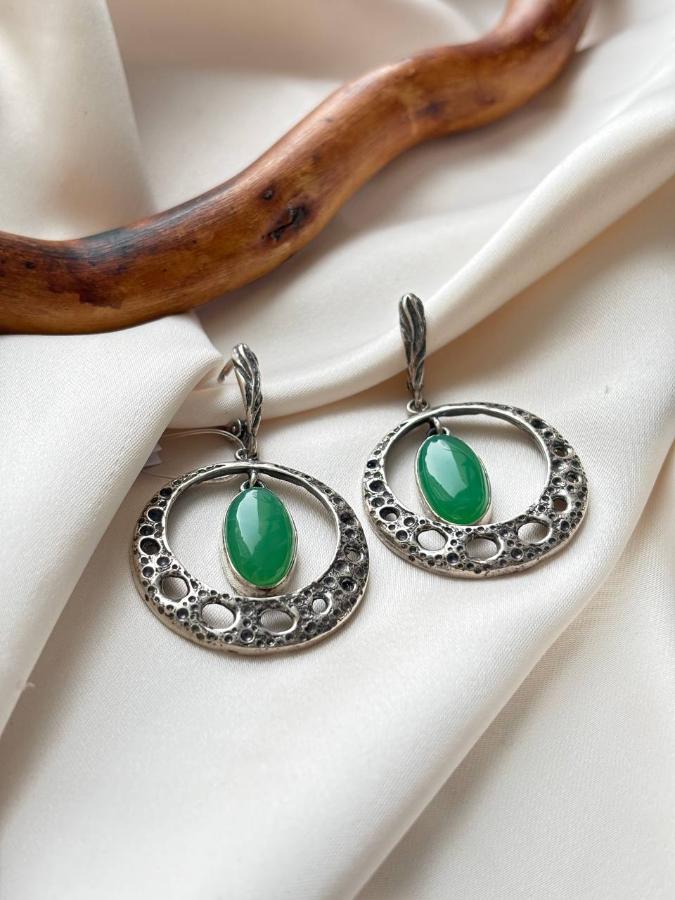 купить Серьги из серебра с хризопразом  , фото 3