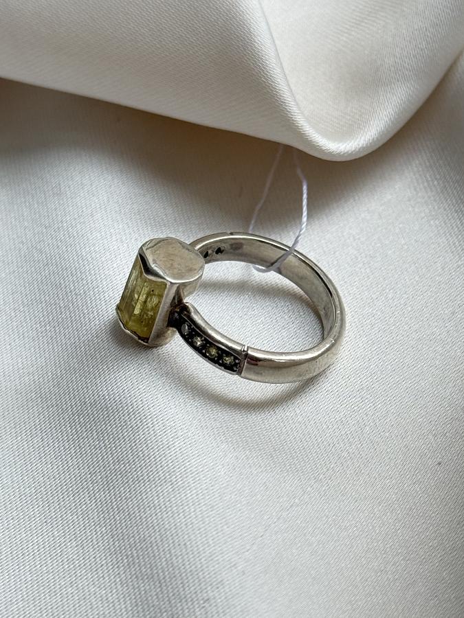 Кольцо из серебра с гелиодором,16 размер  U-3639, фото 2