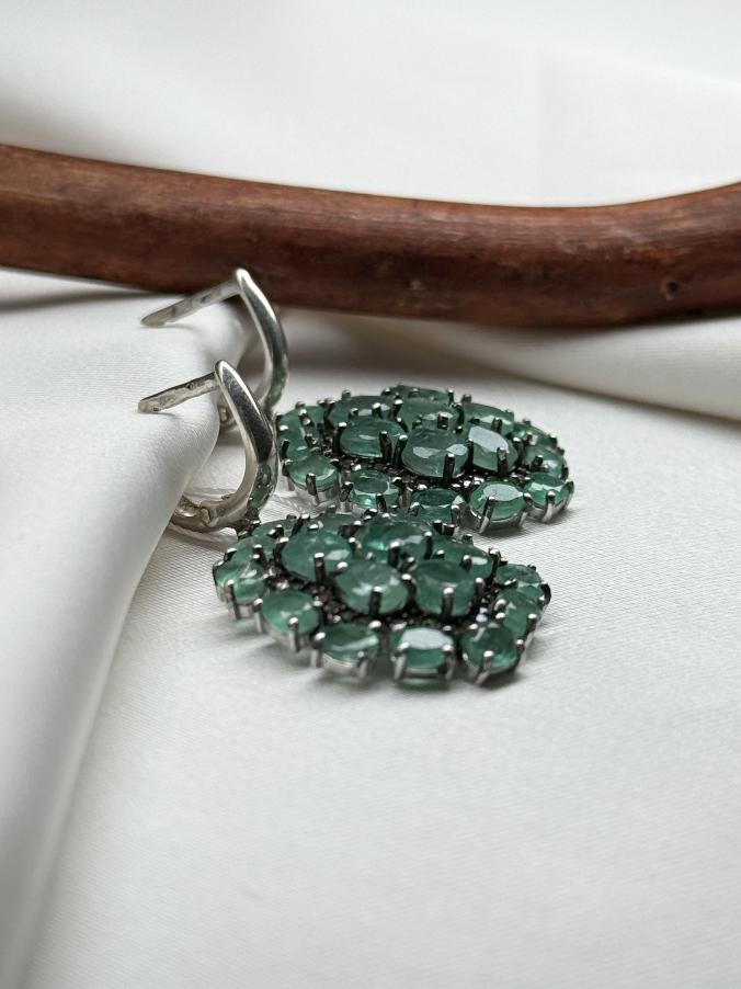 купить Серьги из серебра с изумрудом (зеленый берилл)   , фото 2