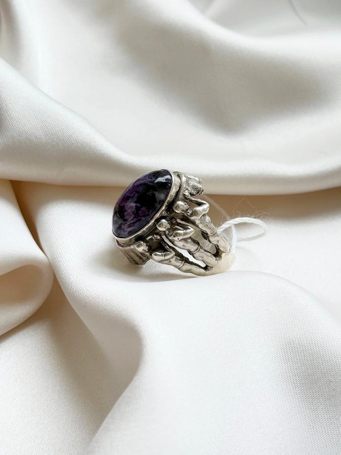 купить Кольцо из серебра с чароитом,18 размер , фото 5