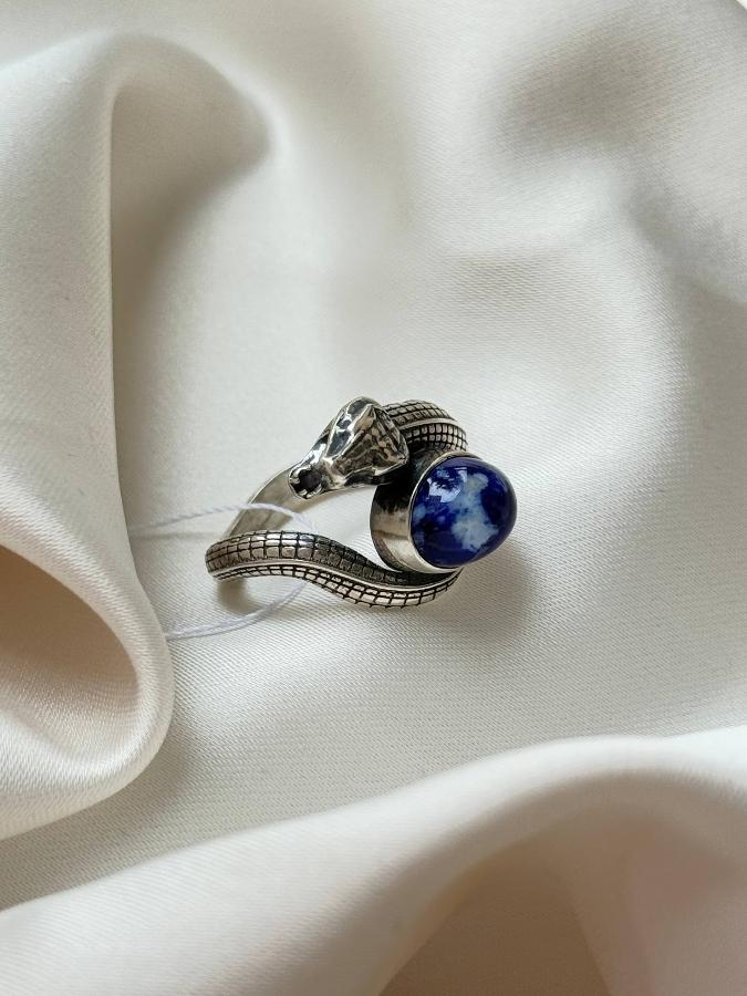 купить Кольцо из серебра с лазуритом, 18 размер  , фото 3