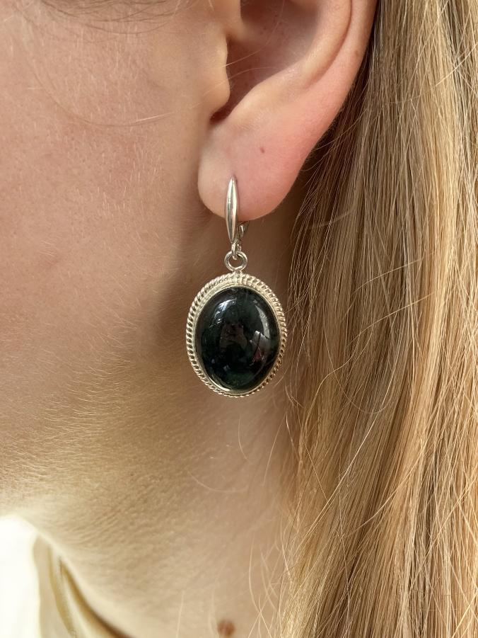 купить Серьги из серебра с нефритом  , фото 5