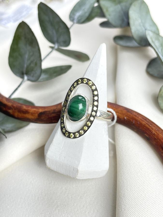 купить Кольцо из серебра с малахитом, 17,0 размер  , фото 4