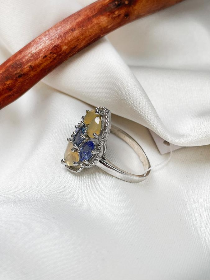 Кольцо из серебра с танзанитом и опалом,18 размер U-2165, фото 3