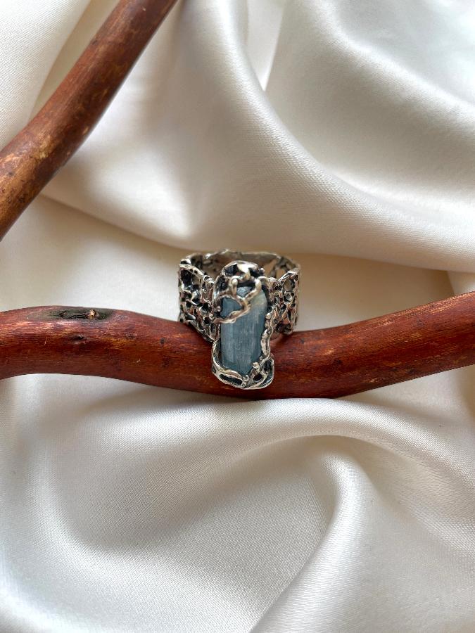 купить Кольцо из серебра с аквамарином,18,5 размер , фото 2