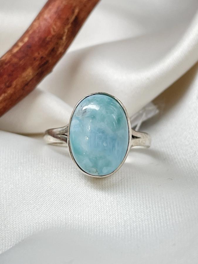 купить Кольцо из серебра с ларимаром, 18,5 размер  , фото 1